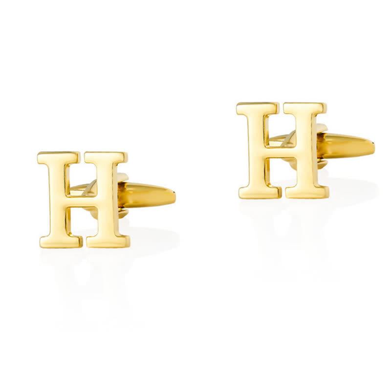 1 paire de boutons de manchette pour homme plaqués or avec initiale 26 - H - image 8