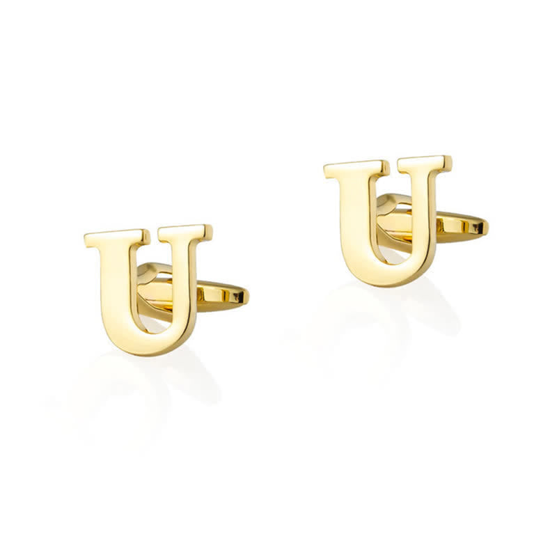 1 paire de boutons de manchette pour homme plaqués or avec initiale 26