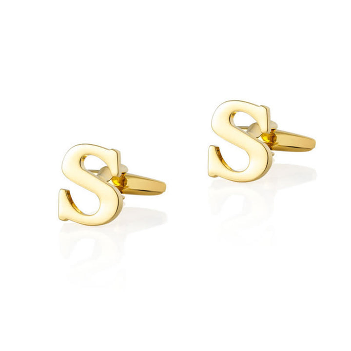 1 paire de boutons de manchette pour homme plaqués or avec initiale 26