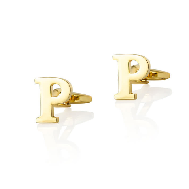 1 paire de boutons de manchette pour homme plaqués or avec initiale 26