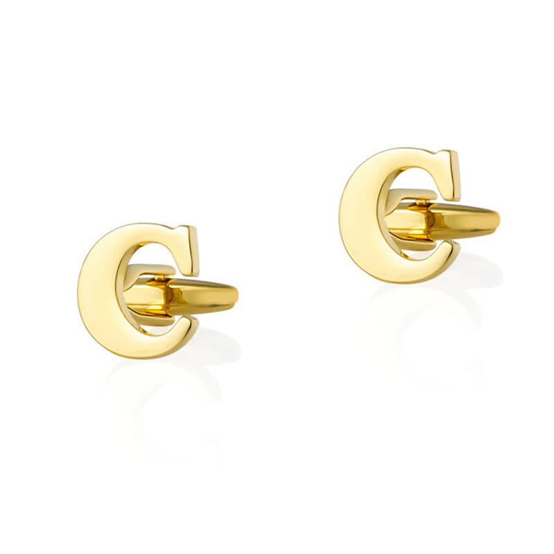 1 paire de boutons de manchette pour homme plaqués or avec initiale 26