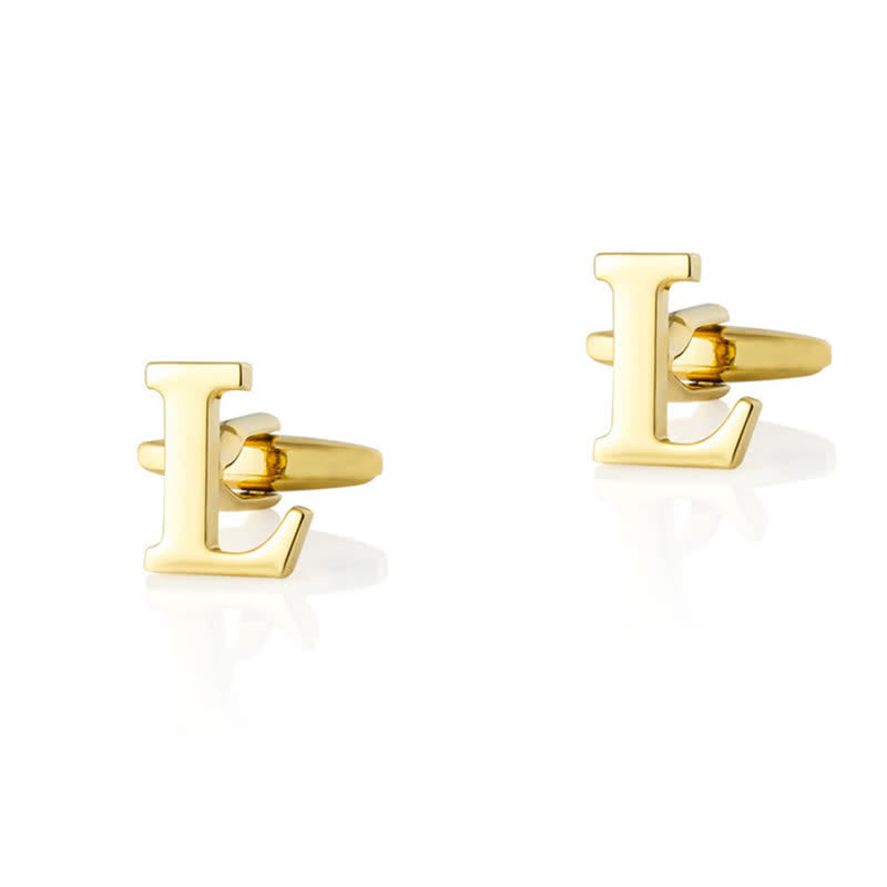 1 paire de boutons de manchette pour homme plaqués or avec initiale 26 - L - image 12
