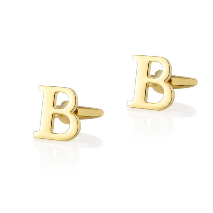 1 paire de boutons de manchette pour homme plaqués or avec initiale 26 - B - image 2