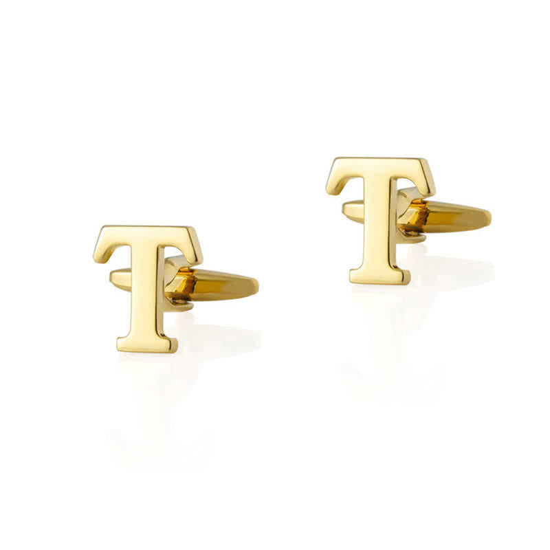1 paire de boutons de manchette pour homme plaqués or avec initiale 26