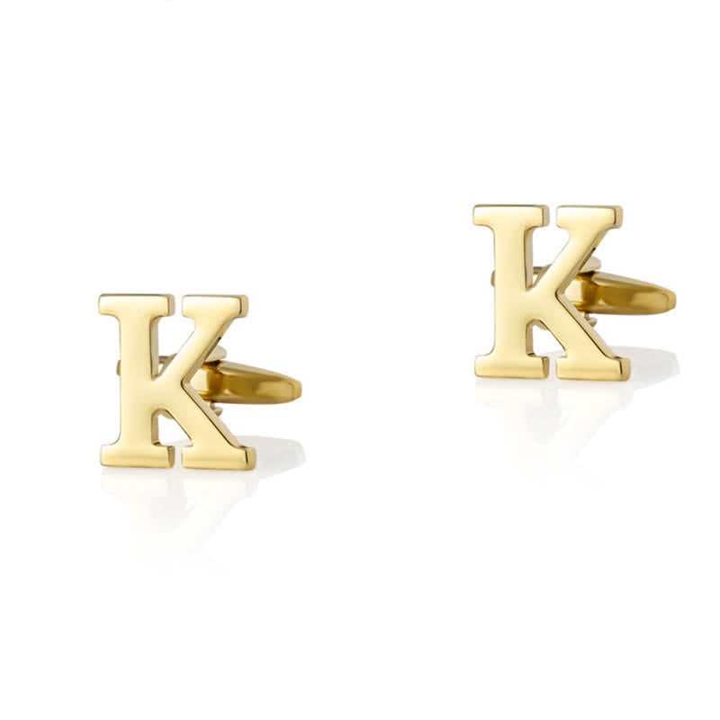 1 paire de boutons de manchette pour homme plaqués or avec initiale 26 - K - image 11