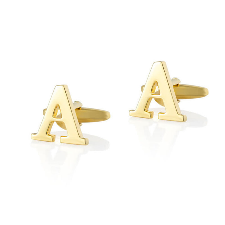 1 paire de boutons de manchette pour homme plaqués or avec initiale 26 - A - image 0