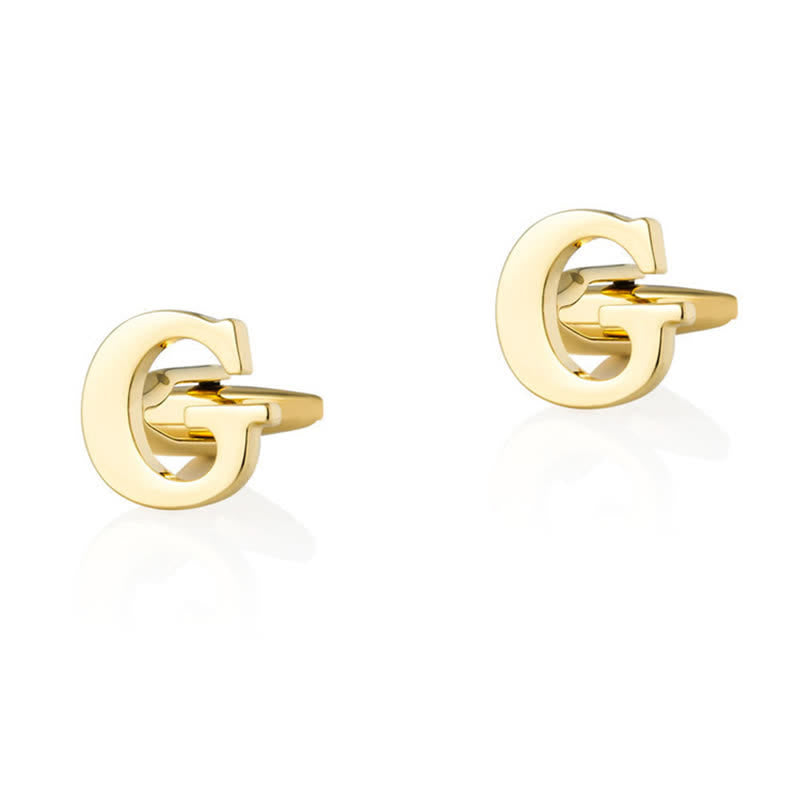1 paire de boutons de manchette pour homme plaqués or avec initiale 26
