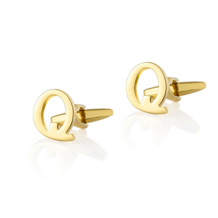 1 paire de boutons de manchette pour homme plaqués or avec initiale 26