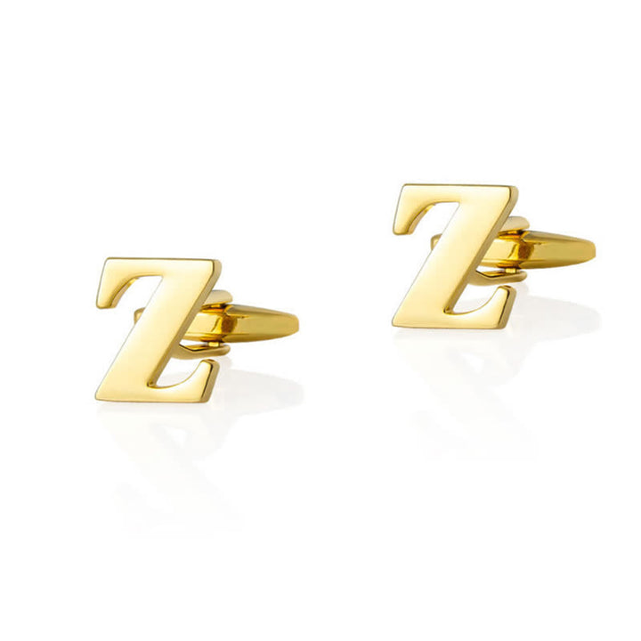 1 paire de boutons de manchette pour homme plaqués or avec initiale 26 - Z - image 26