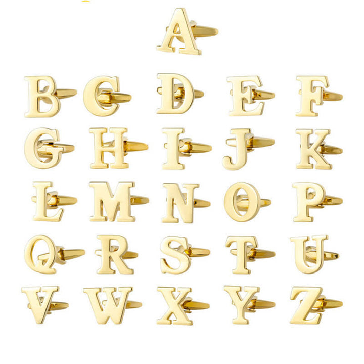1 paire de boutons de manchette pour homme plaqués or avec initiale 26 - image 1