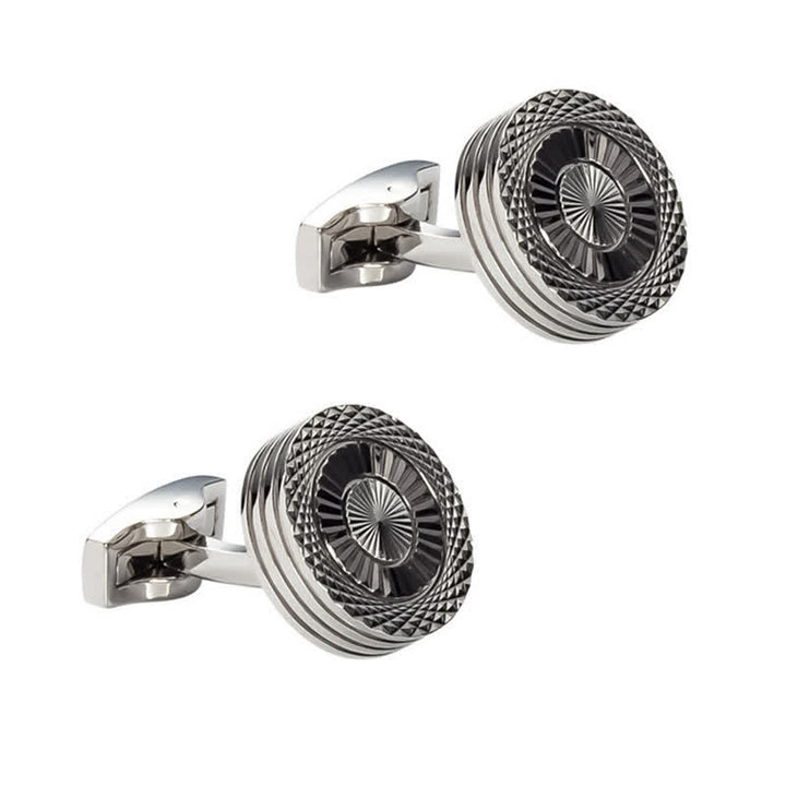 Paire de boutons de manchette ronds pour homme, motif pneu - Argent - image 3