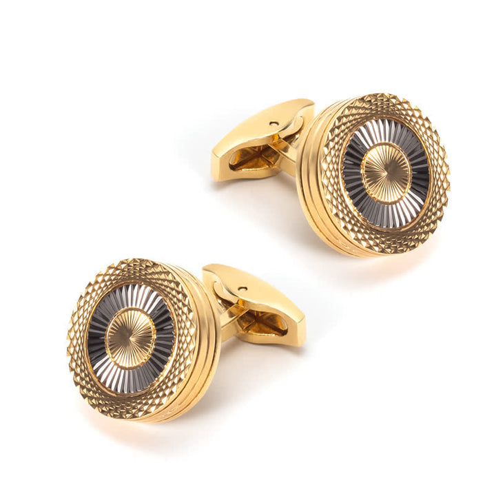 Paire de boutons de manchette ronds pour homme, motif pneu - Or - image 0
