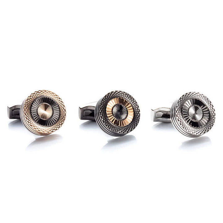 Paire de boutons de manchette ronds pour homme, motif pneu