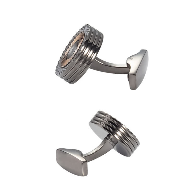 Paire de boutons de manchette ronds pour homme, motif pneu