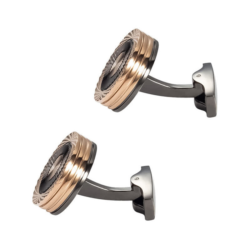 Paire de boutons de manchette ronds pour homme, motif pneu - Or rose - image 7