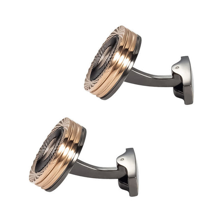 Paire de boutons de manchette ronds pour homme, motif pneu - Or rose - image 7