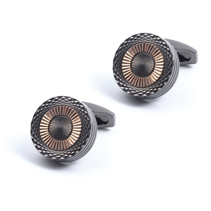 Paire de boutons de manchette ronds pour homme, motif pneu - Gris - image 5