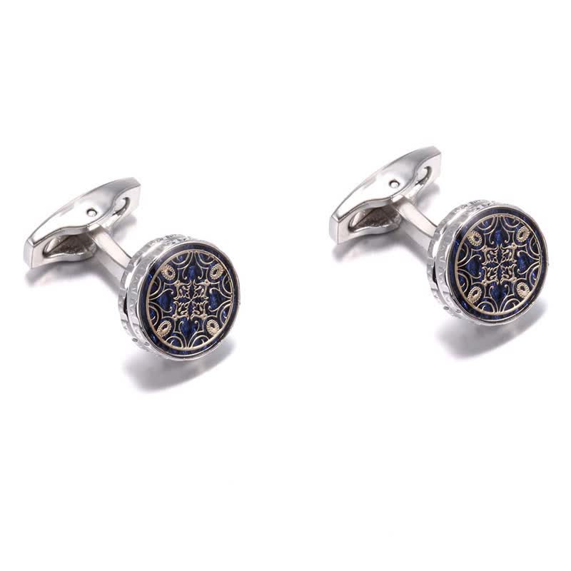 Paire de boutons de manchette fantaisie à motif floral pour homme - image 3