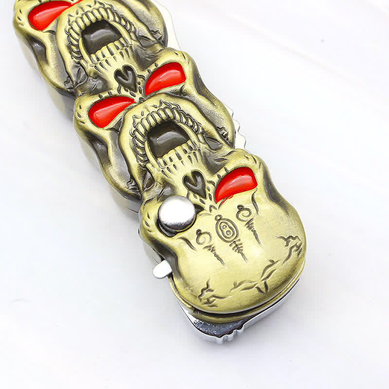 Briquet butane rechargeable à triple tête de mort avec couteau - image 8