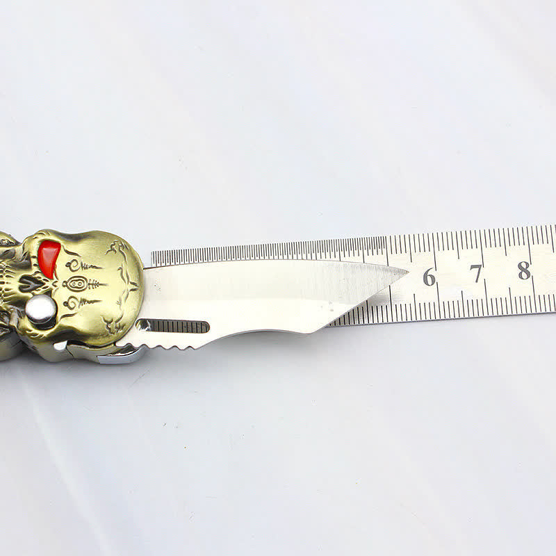 Briquet butane rechargeable à triple tête de mort avec couteau - image 11