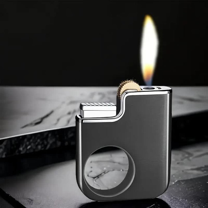 Briquet au butane rechargeable à poignée en forme d'anneau créatif