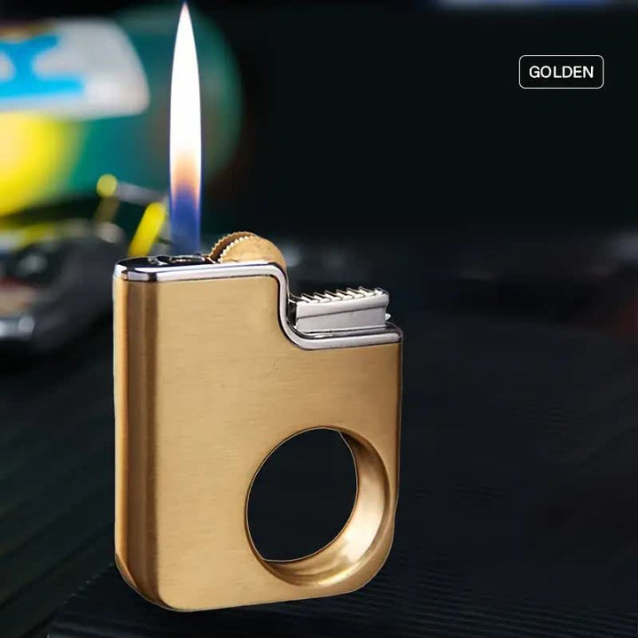 Briquet au butane rechargeable à poignée en forme d'anneau créatif