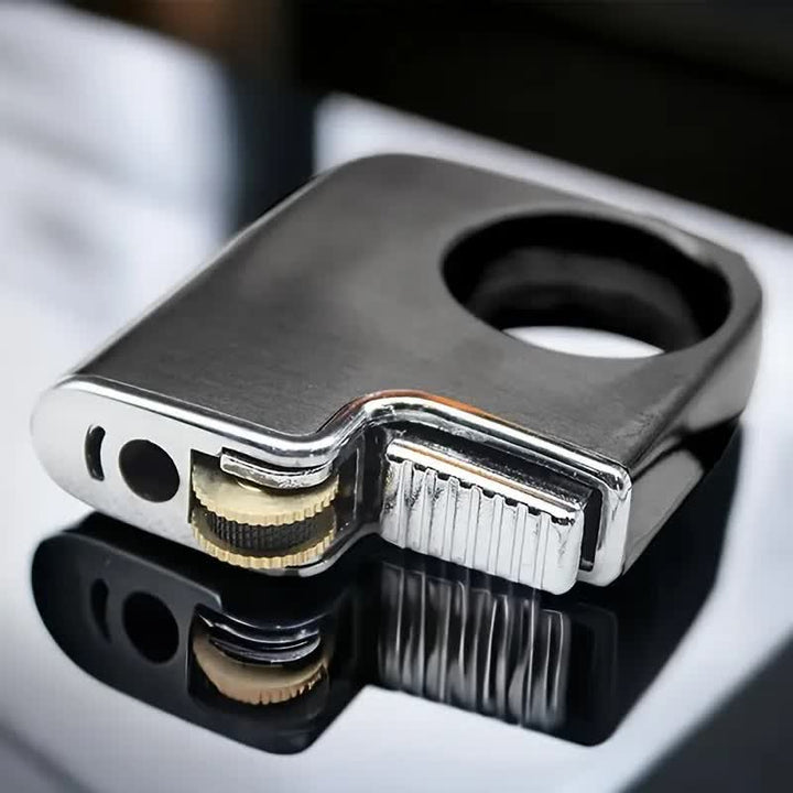 Briquet au butane rechargeable à poignée en forme d'anneau créatif