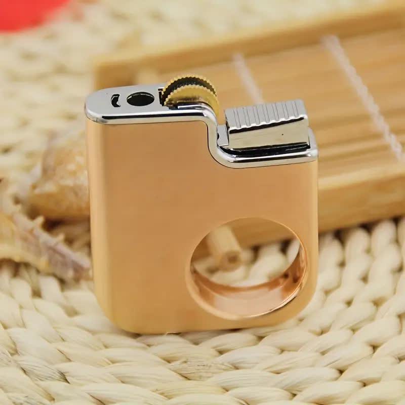 Briquet au butane rechargeable à poignée en forme d'anneau créatif