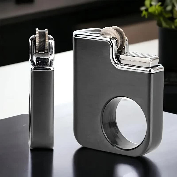 Briquet au butane rechargeable à poignée en forme d'anneau créatif