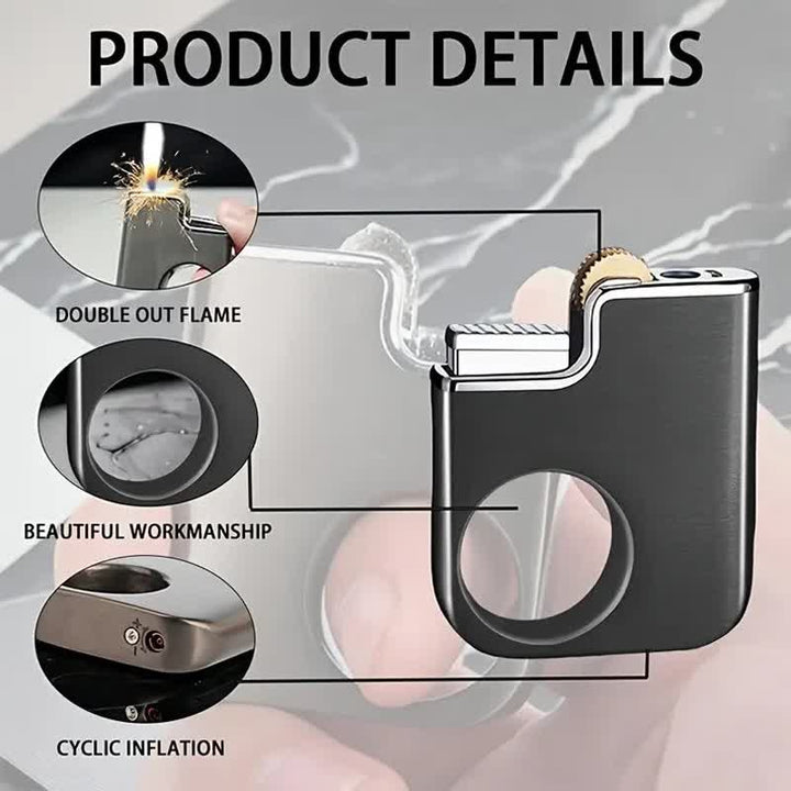 Briquet au butane rechargeable à poignée en forme d'anneau créatif