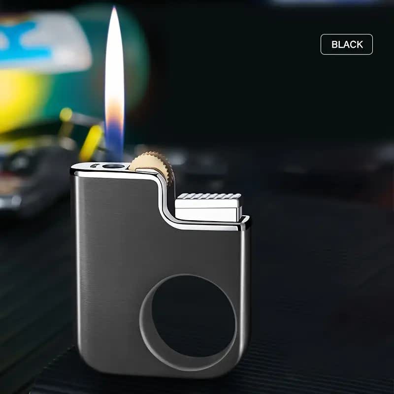 Briquet au butane rechargeable à poignée en forme d'anneau créatif
