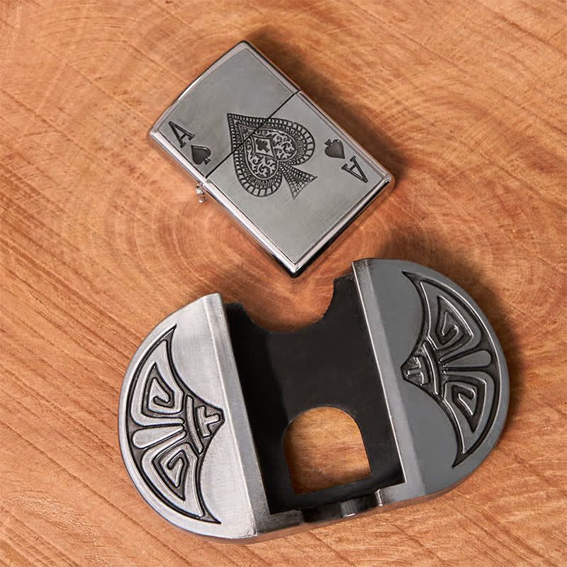 Ceinture en cuir pour homme Lucky ACE Poker avec briquet caché
