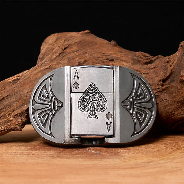 Ceinture en cuir pour homme Lucky ACE Poker avec briquet caché - Poker - Sans ceinture - Ceinture non incluse - image 0