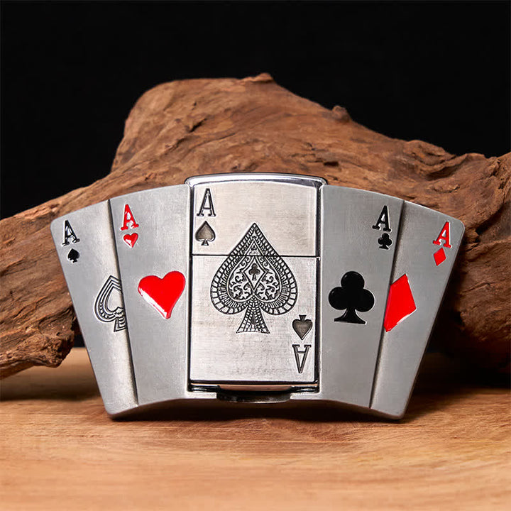 Ceinture en cuir pour homme avec briquet caché et motif poker 4 Aces DIY