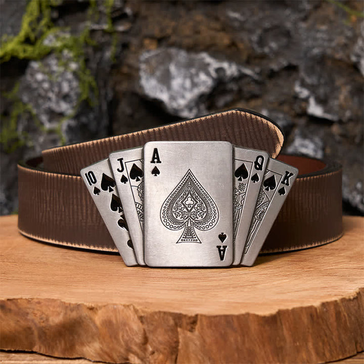 Ceinture en cuir argenté Royal Flush DIY pour homme avec briquet caché