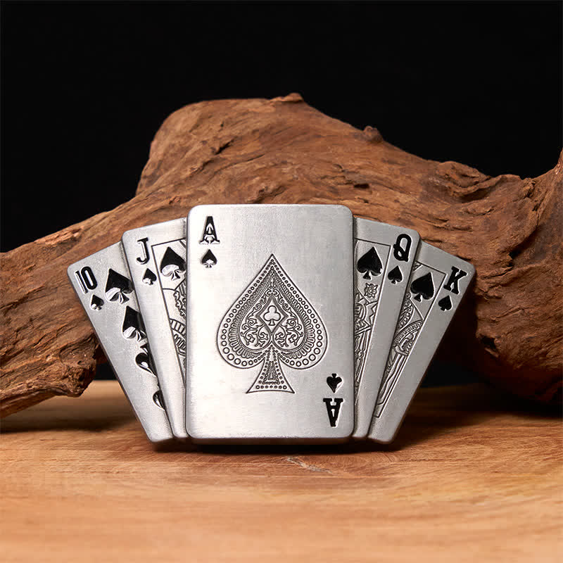 Ceinture en cuir argentée Royal Flush DIY pour homme avec briquet caché - Poker - Sans ceinture - Ceinture non incluse - image 0