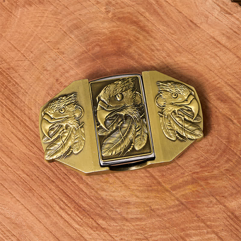 Ceinture en cuir pour homme avec triple aigle en bronze et briquet caché - image 2