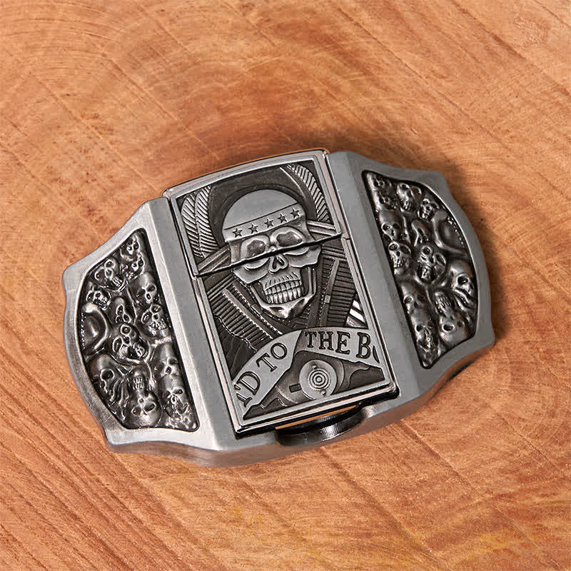Ceinture en cuir pour homme avec tête de mort et briquet caché