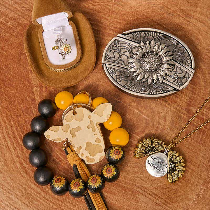 Ensemble de bracelets et colliers à faire soi-même avec couteau caché sur le thème du tournesol