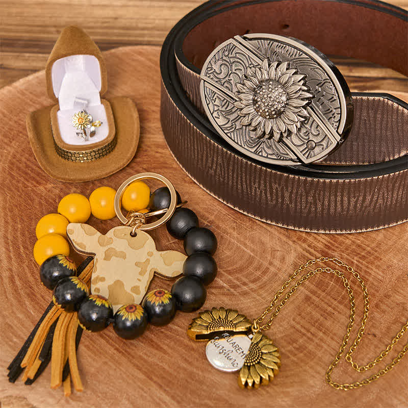 Ensemble de bracelets et colliers à faire soi-même avec couteau caché sur le thème du tournesol
