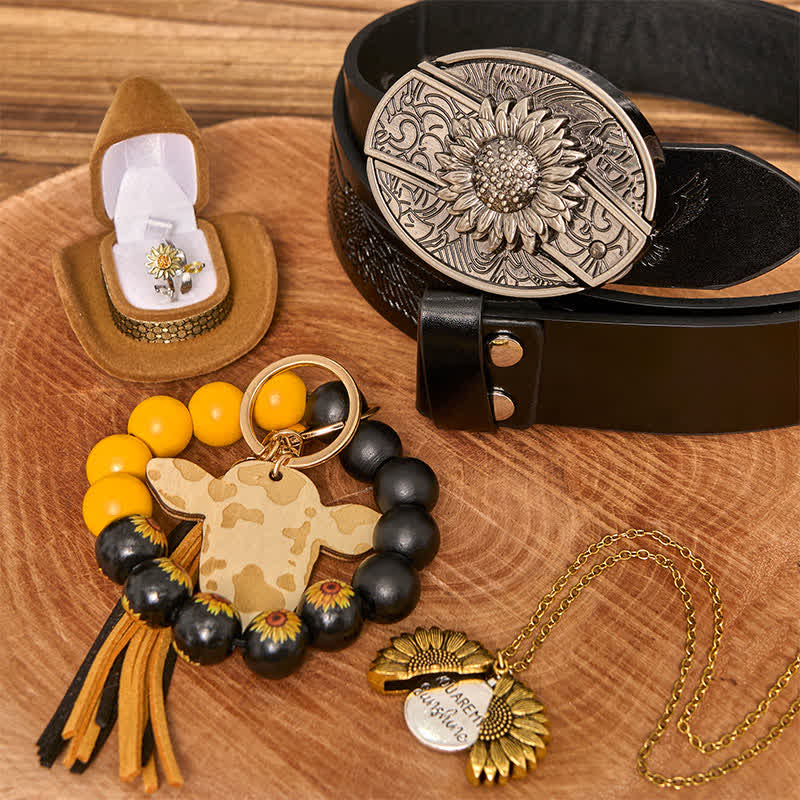 Ensemble de bracelets et colliers à faire soi-même avec couteau caché sur le thème du tournesol