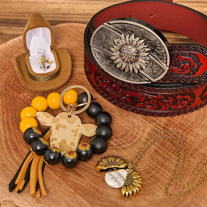Ensemble de bracelets et colliers à faire soi-même avec couteau caché sur le thème du tournesol