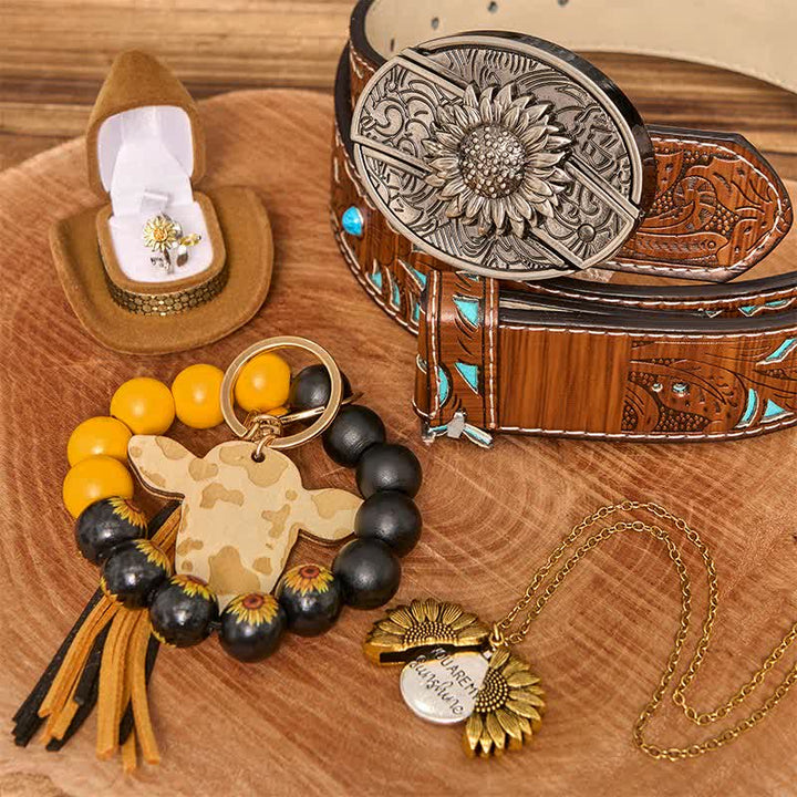 Ensemble de bracelets et colliers à faire soi-même avec couteau caché sur le thème du tournesol