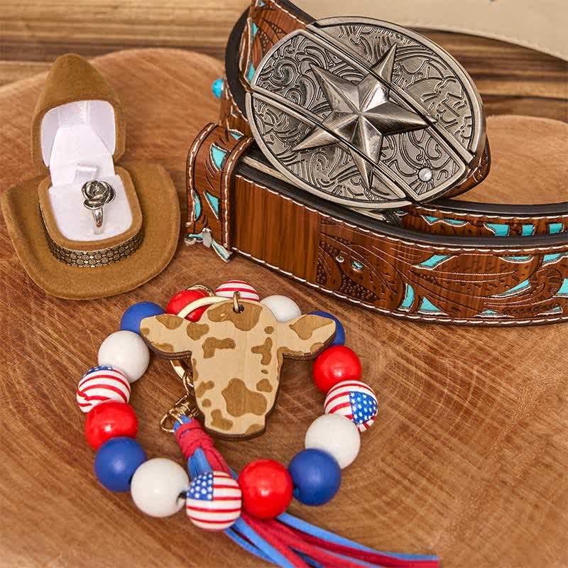 Ensemble de bracelets et colliers avec couteau caché Star DIY, boucle de ceinture, drapeau américain