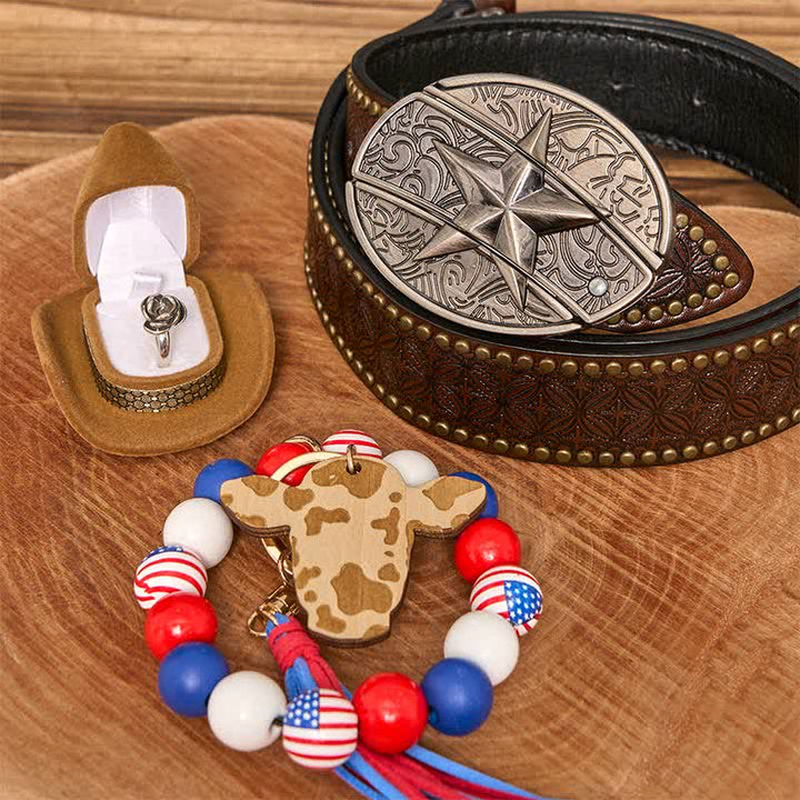 Ensemble de bracelets et colliers avec couteau caché Star DIY, boucle de ceinture, drapeau américain
