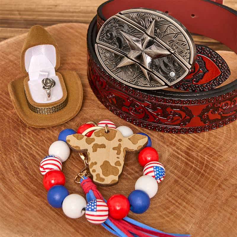 Ensemble de bracelets et colliers avec couteau caché Star DIY, boucle de ceinture, drapeau américain