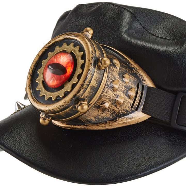 Béret en cuir noir Steampunk Gear Goggler