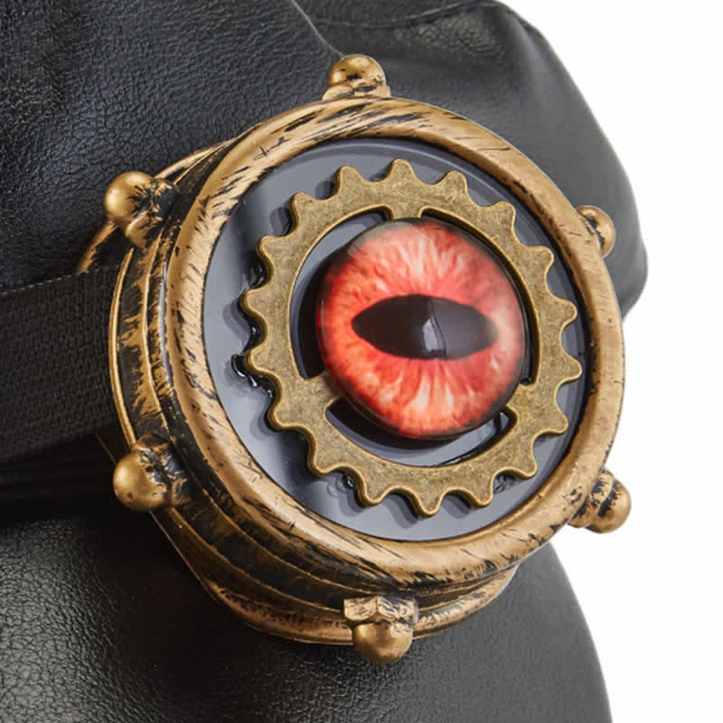 Béret en cuir noir Steampunk Gear Goggler
