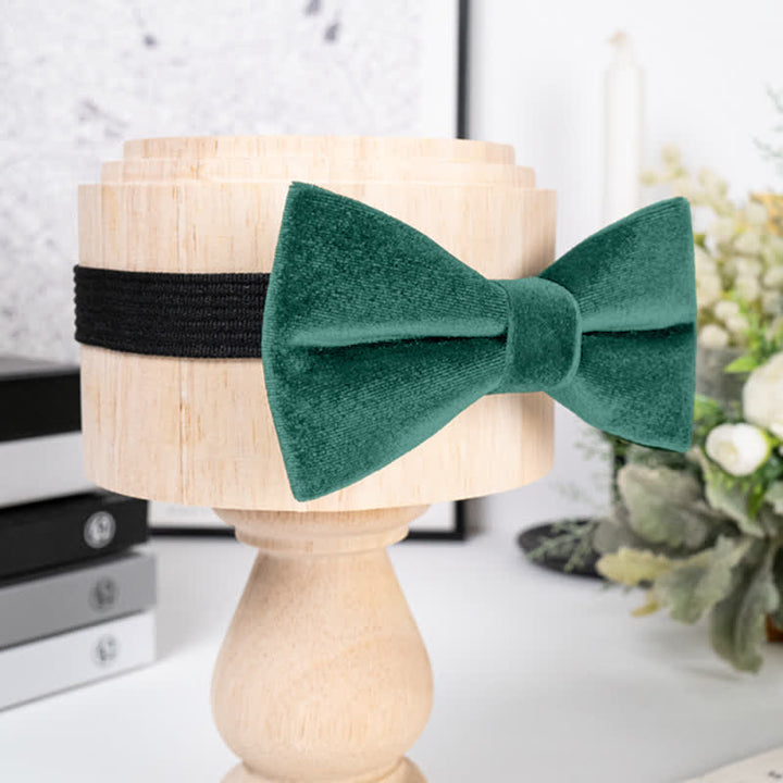 Nœud papillon en velours uni vert émeraude pour homme