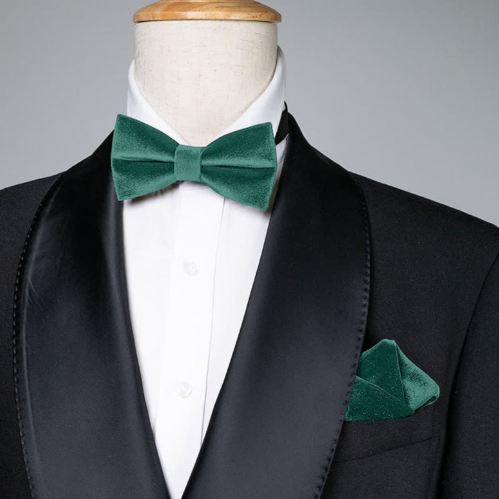 Nœud papillon en velours uni vert émeraude pour homme